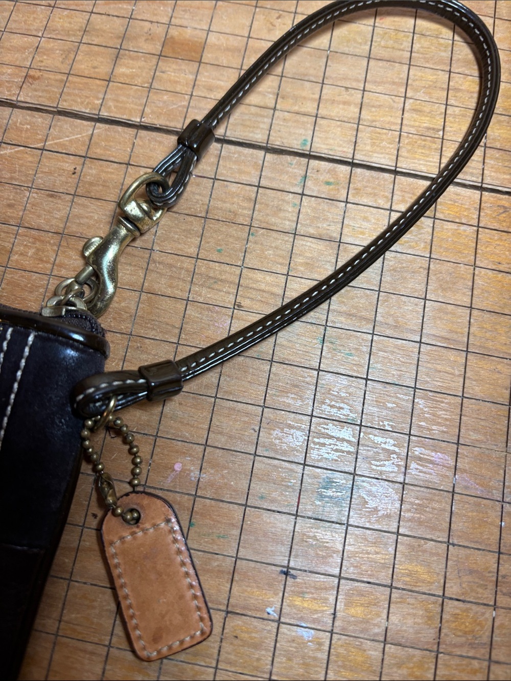 Coach Patchwork Leather Wristlet in Brown and Neutral Tones w Hang Tag - Picture 8 of 17